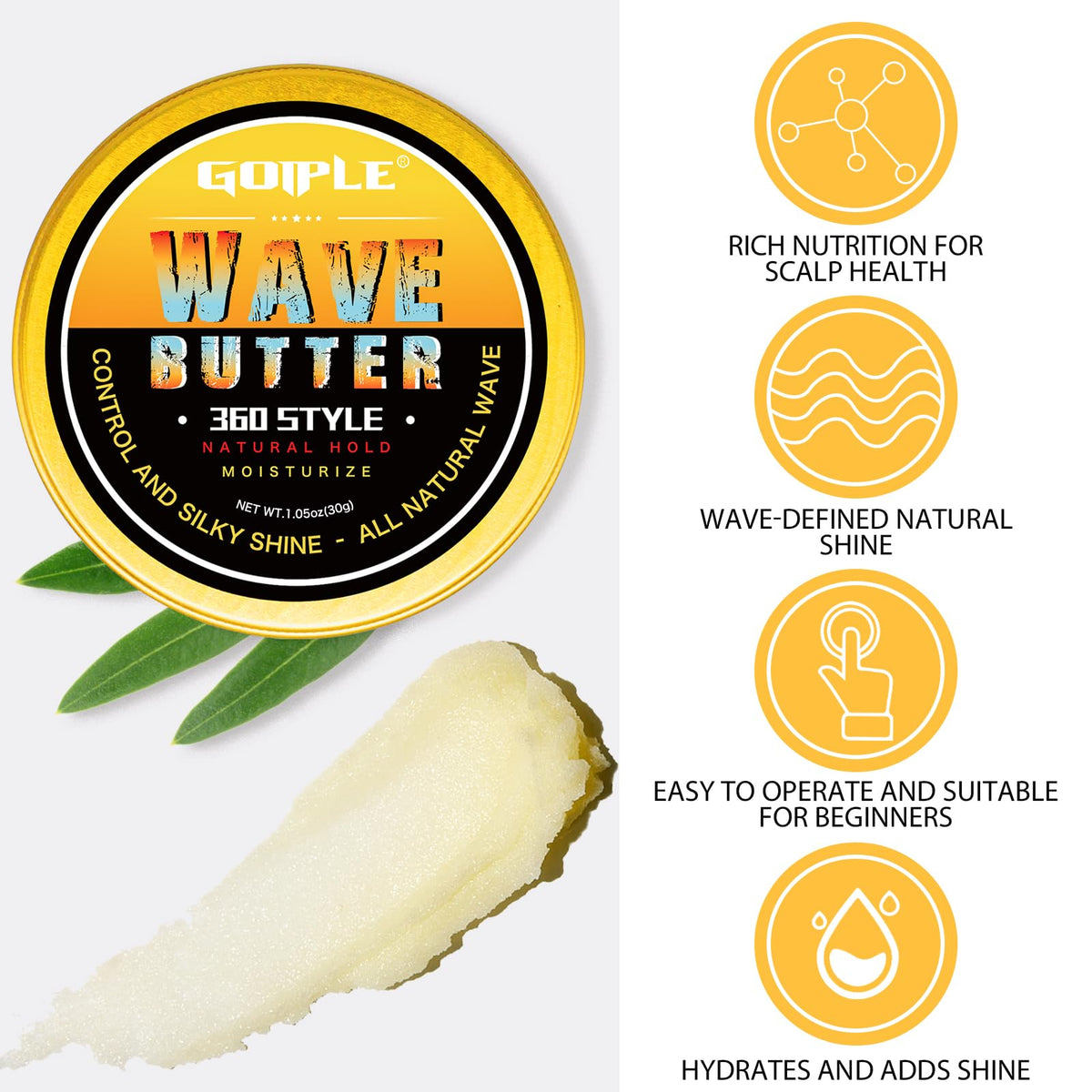 Goiple Wave Pomade for Men back view with ingredient list