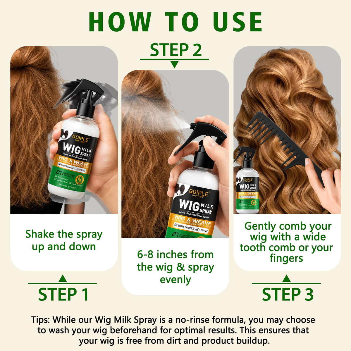 Goiple Wig Milk Spray 250ML with comb