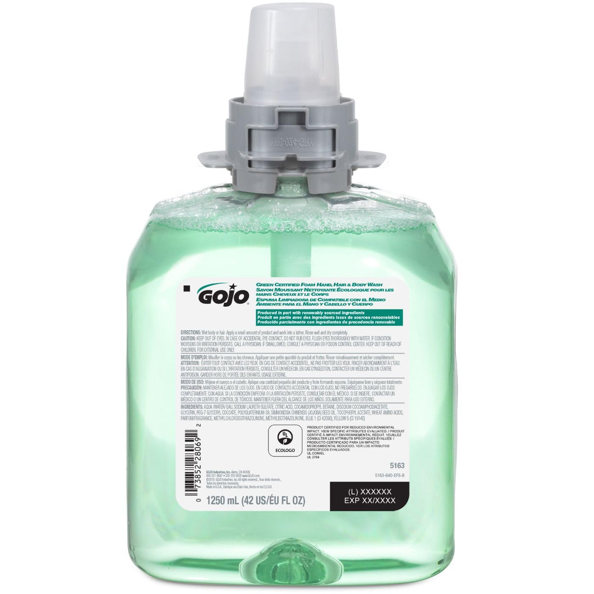 GOJO Foam Hand Hair & Body Wash Cucumber Melon packaging side view
