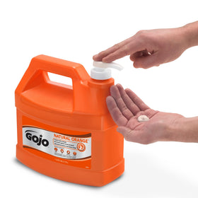 GOJO Natural Orange Pumice Hand Cleaner showing pumice scrubbers