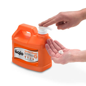 GOJO Natural Orange Pumice Hand Cleaner showing pump dispenser