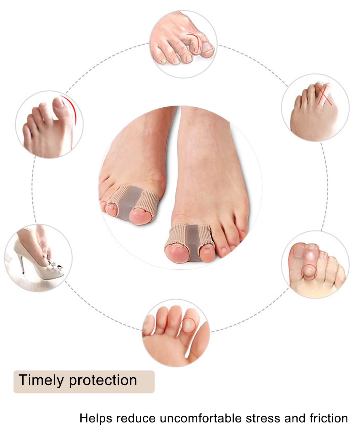 Golbylicc Bunion Toe Separators showing elastic loops