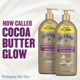 Gold Bond Cocoa Butter Glow Lotion pump bottle side view