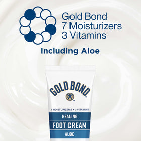 Gold Bond Healing Foot Cream 4 Oz with aloe displayed with other foot care products