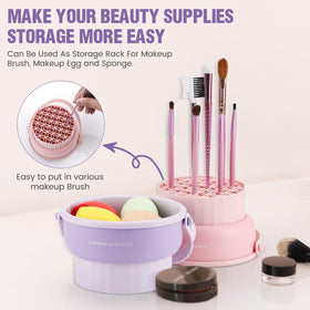 GOLIKEE Makeup Brush Cleaner Mat in use with brushes