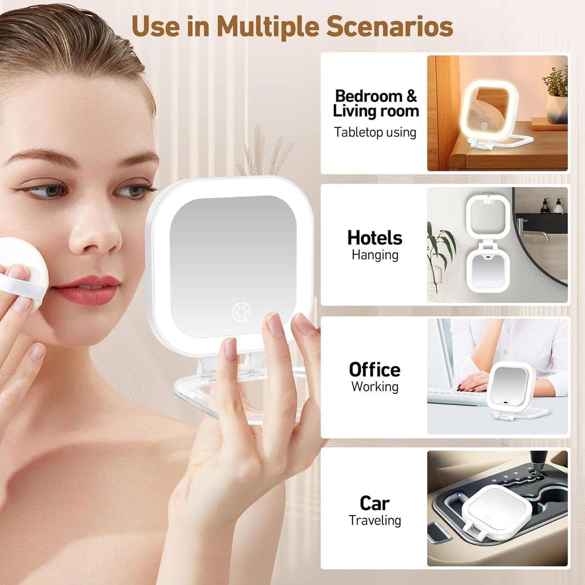 GOMIPURU Travel Mirror with Light on a countertop