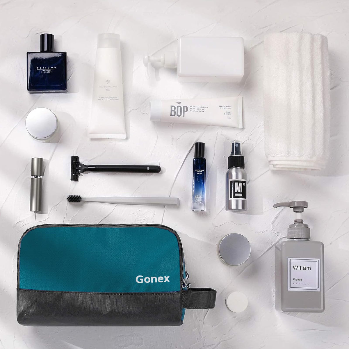 Gonex Travel Toiletry Bag dimensions displayed