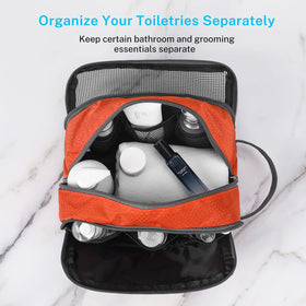 Gonex Travel Toiletry Bag dimensions displayed with toiletries