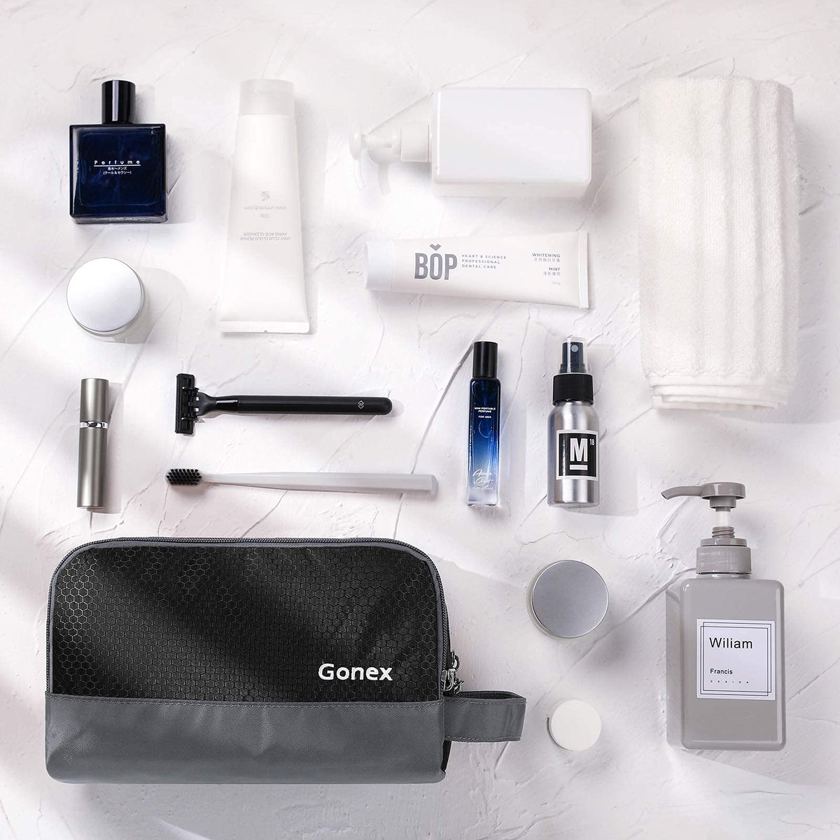 Gonex Travel Toiletry Bag in a travel setting
