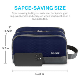 Gonex Travel Toiletry Bag open with toiletries inside