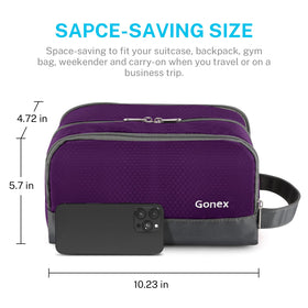 Gonex Travel Toiletry Bag opened showing organised compartments