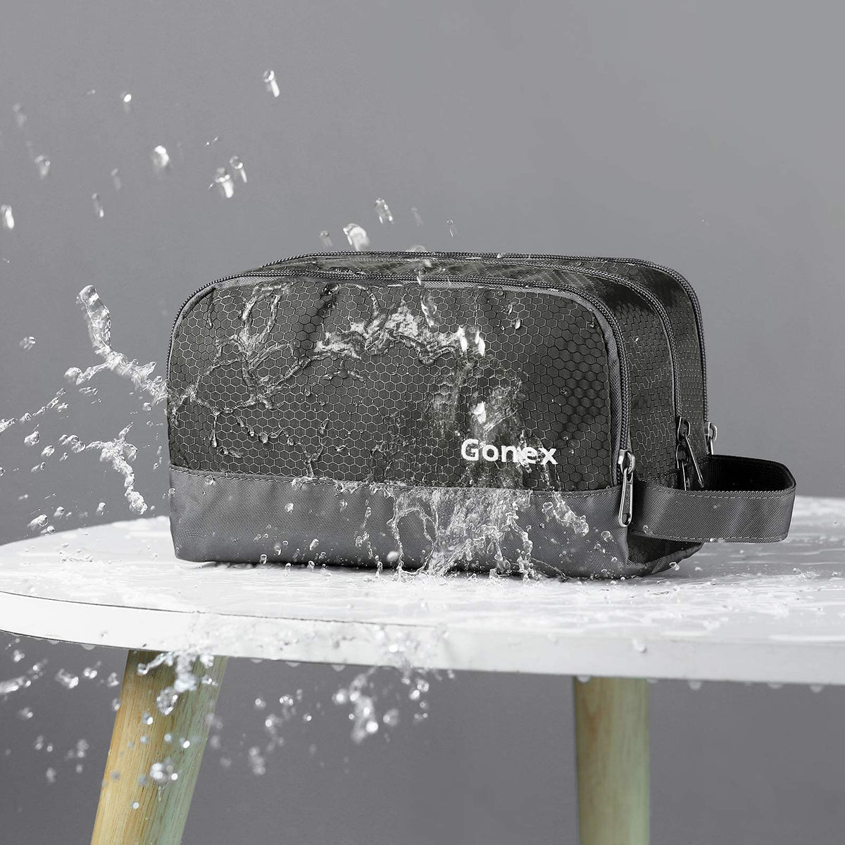 Gonex Travel Toiletry Bag showing organised compartments