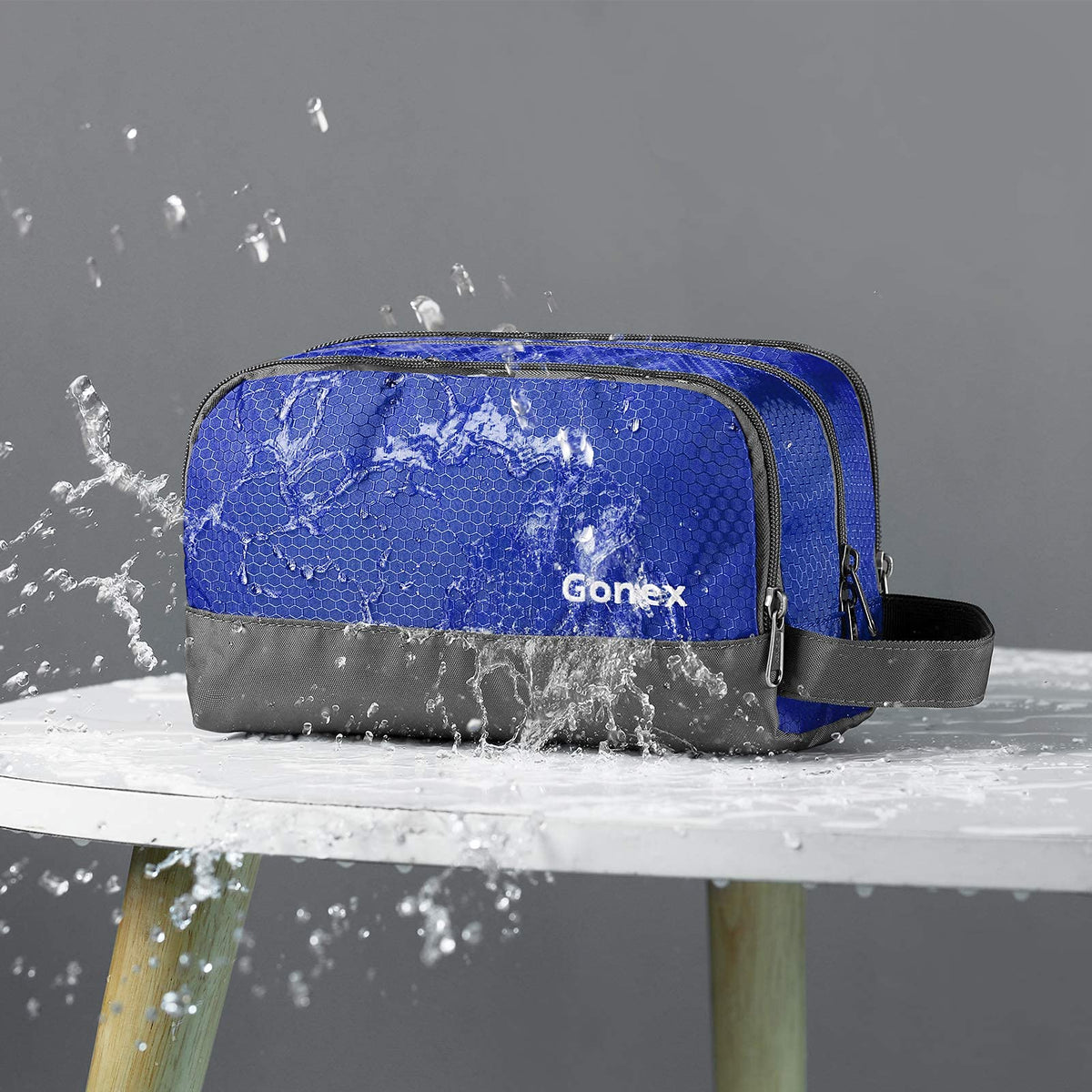 Gonex Travel Toiletry Bag side view showing organized compartments
