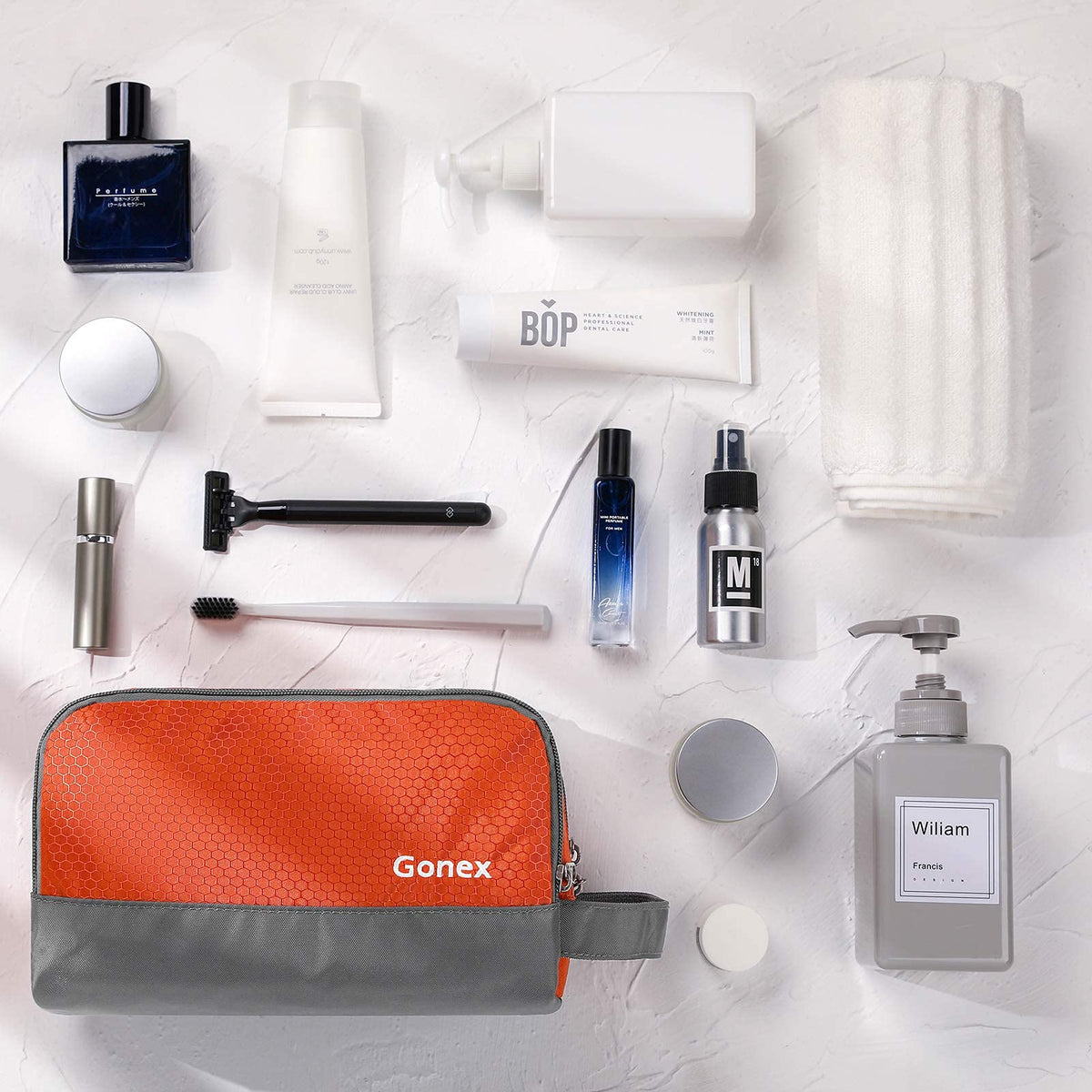 Gonex Travel Toiletry Bag with zippered mesh pouch visible