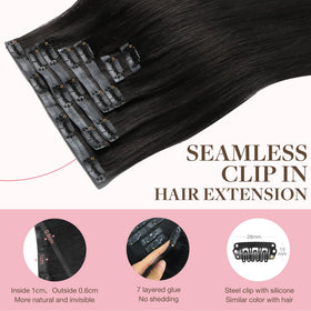 GOO GOO Clip in Hair Extensions 120g close-up of clips