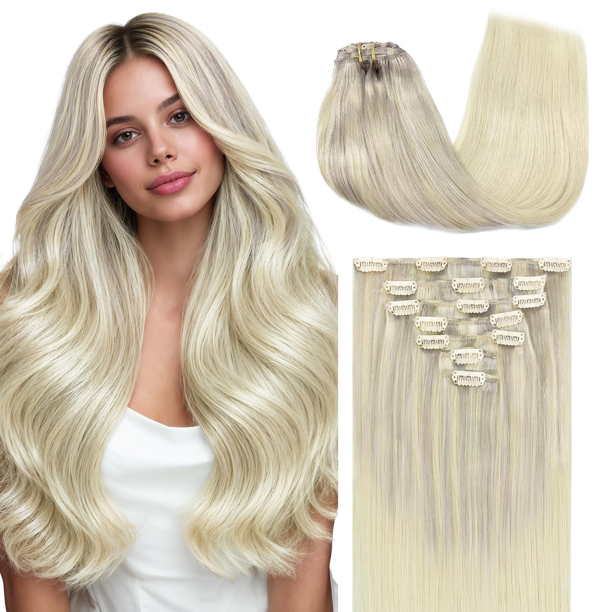 GOO GOO Clip in Hair Extensions 12inch 85g front view