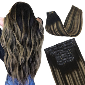 GOO GOO Clip in Hair Extensions 14inch 130g front view