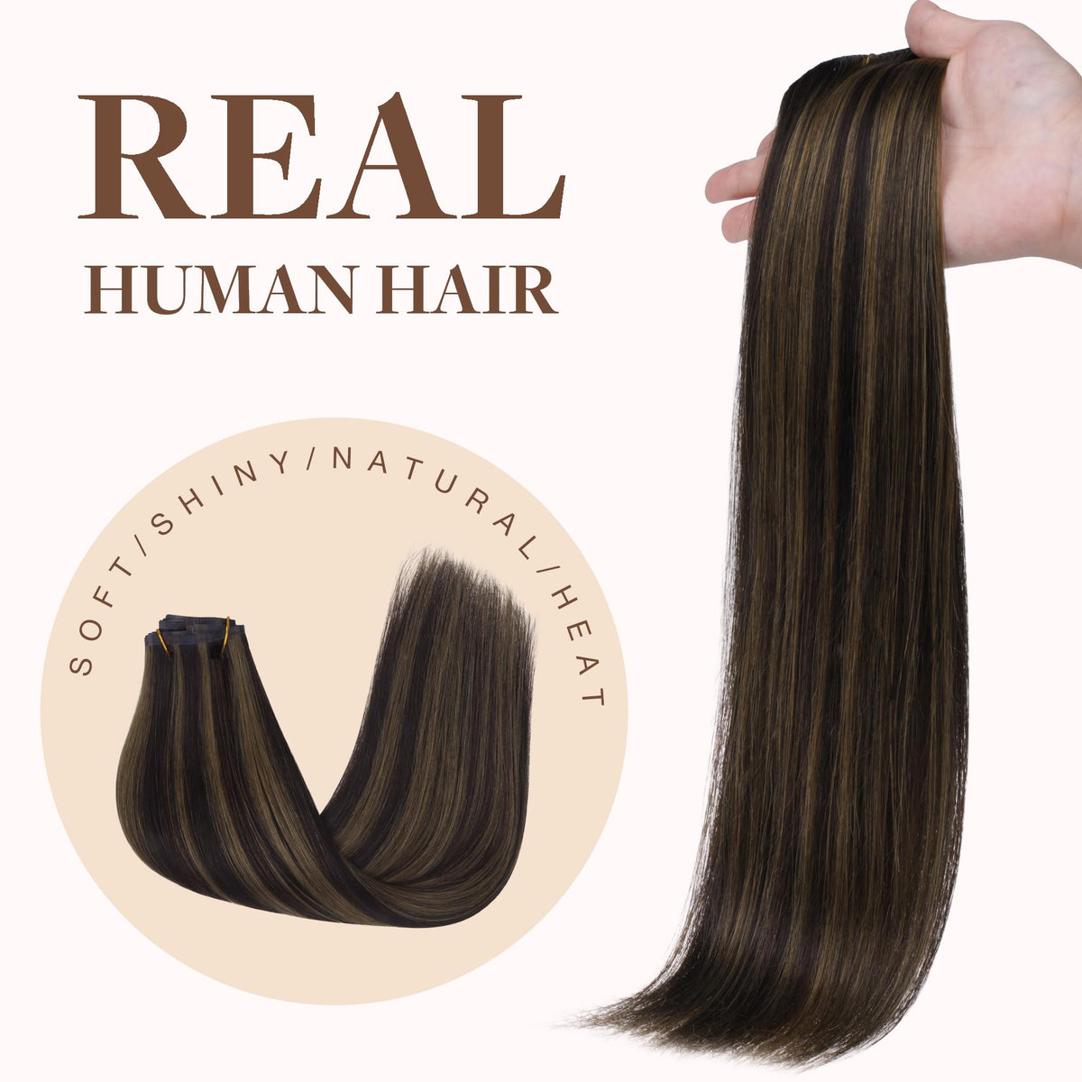 GOO GOO Clip in Hair Extensions 14inch back view on model