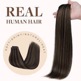 GOO GOO Clip in Hair Extensions 14inch back view on model