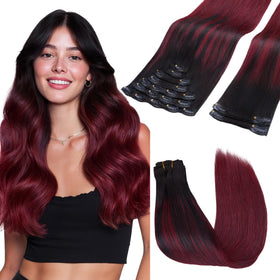 GOO GOO Clip in Hair Extensions 14inch Cherry Cola front view