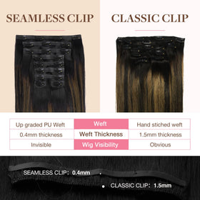 GOO GOO Clip in Hair Extensions 14inch close-up of clips