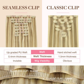 GOO GOO Clip in Hair Extensions 14inch close-up of clips