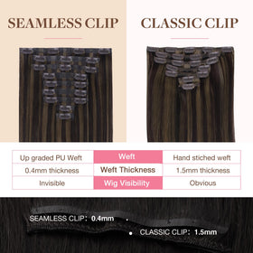 GOO GOO Clip in Hair Extensions 14inch close-up of clips