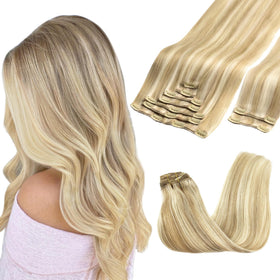 GOO GOO Clip in Hair Extensions 14inch Dark Blonde front view