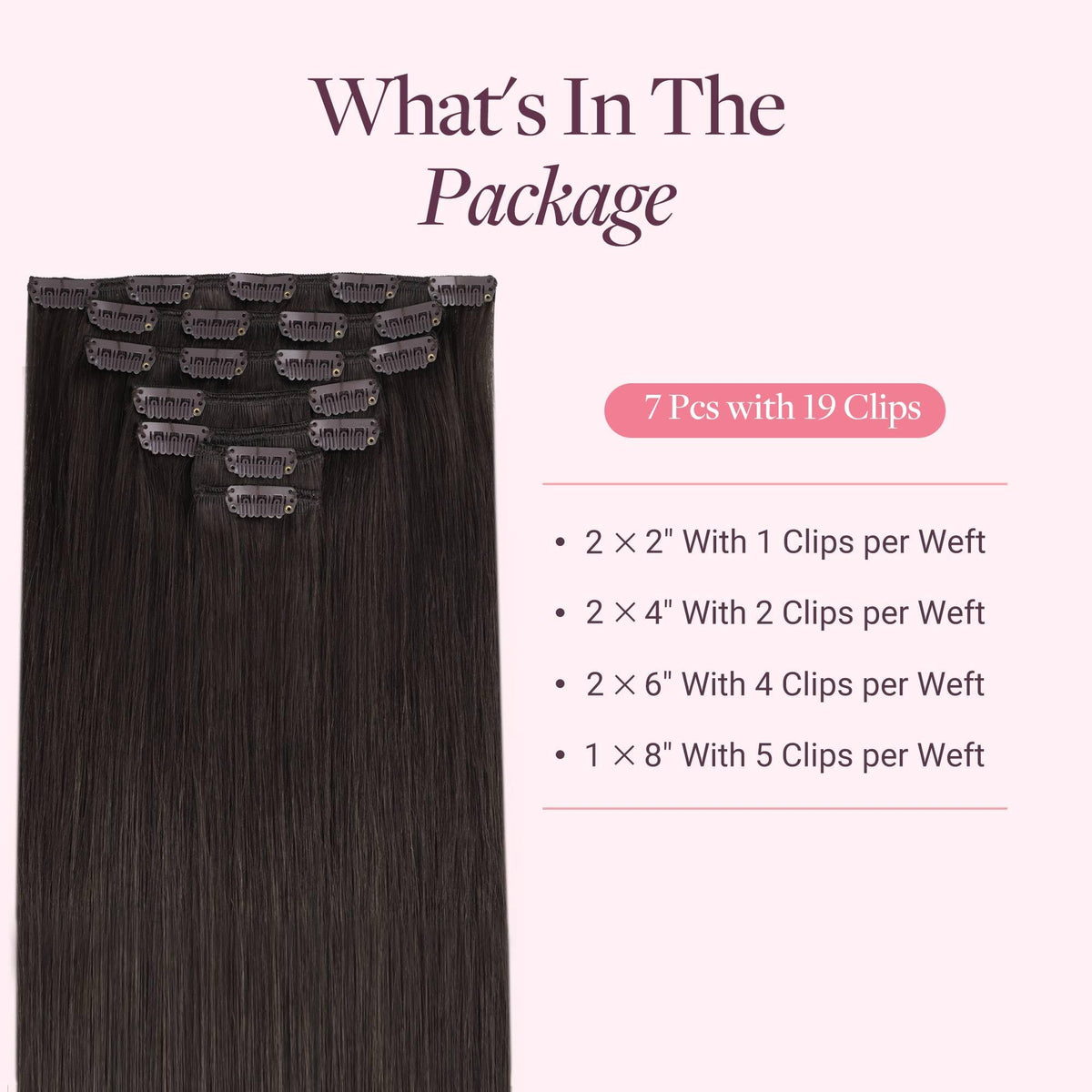 GOO GOO Clip in Hair Extensions 14inch Dark Brown back view