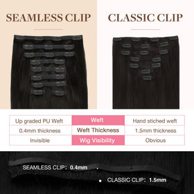 GOO GOO Clip in Hair Extensions 14inch Dark Brown close-up of clips