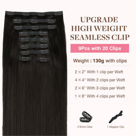 GOO GOO Clip in Hair Extensions 14inch Dark Brown packaging
