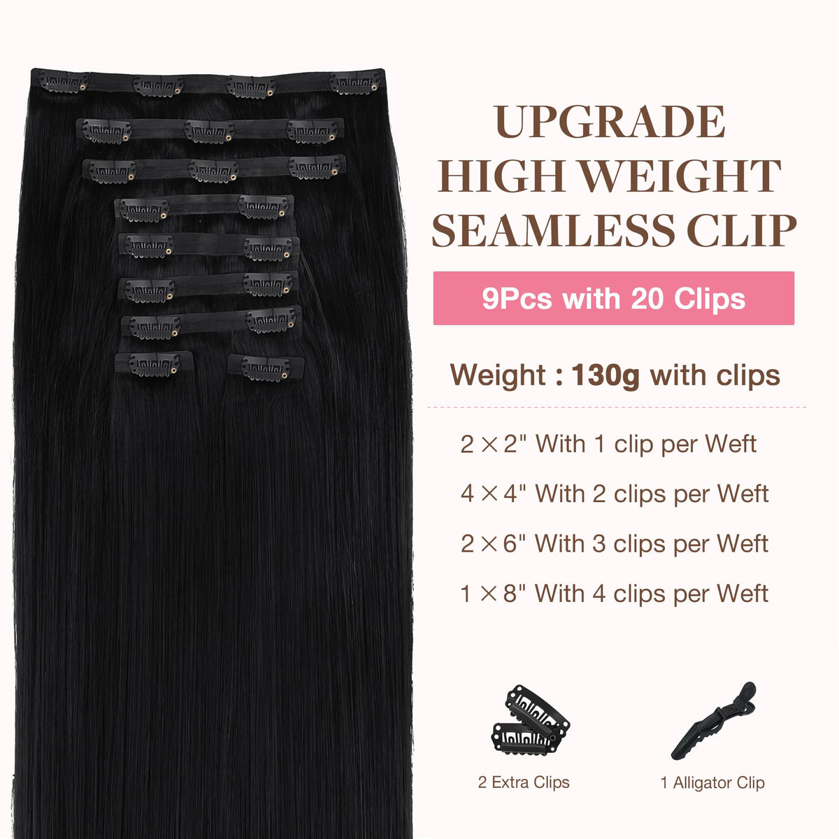 GOO GOO Clip in Hair Extensions 14inch Jet Black packaging