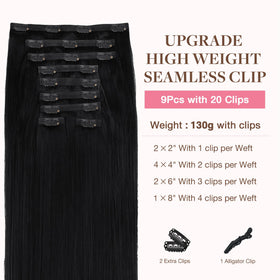 GOO GOO Clip in Hair Extensions 14inch Jet Black packaging