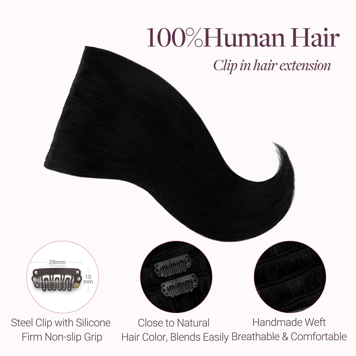 GOO GOO Clip in Hair Extensions 14inch Jet Black packaging