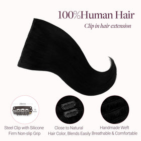 GOO GOO Clip in Hair Extensions 14inch Jet Black packaging