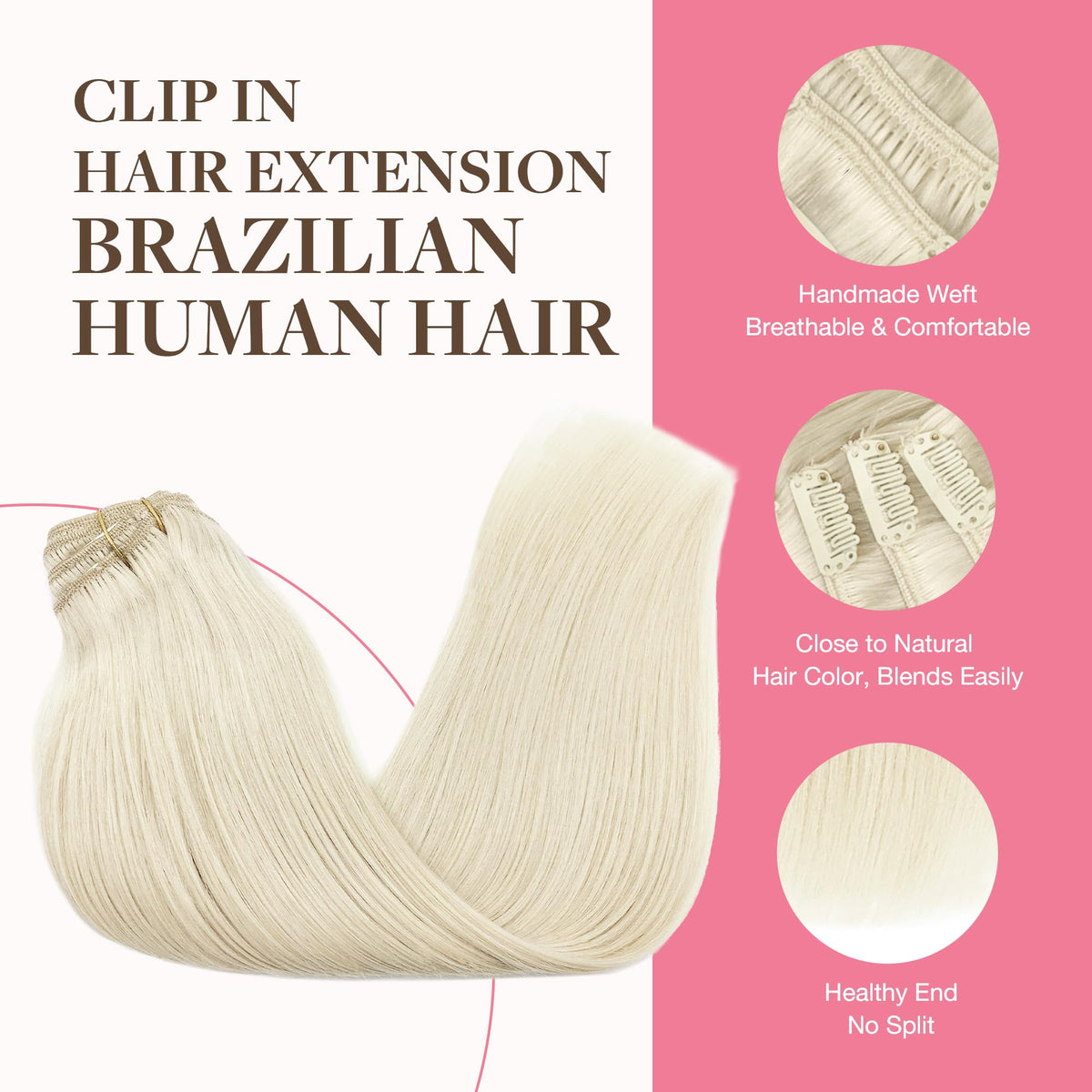 GOO GOO Clip in Hair Extensions 14inch Platinum Blonde packaging