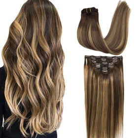 GOO GOO Clip in Hair Extensions 16inch 120g front view