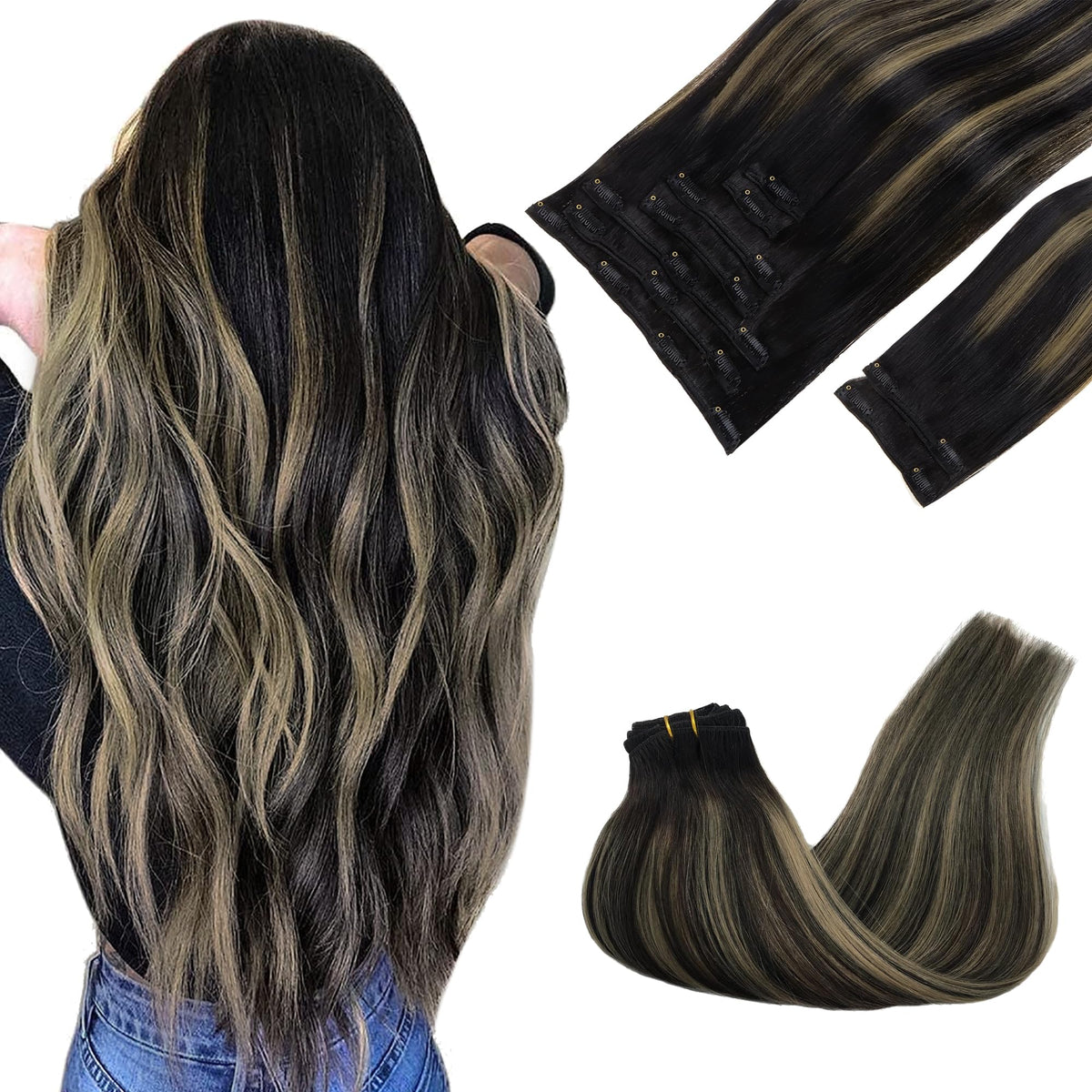 GOO GOO Clip in Hair Extensions 16inch 150g front view