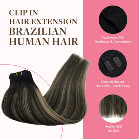 GOO GOO Clip in Hair Extensions 16inch 150g side view