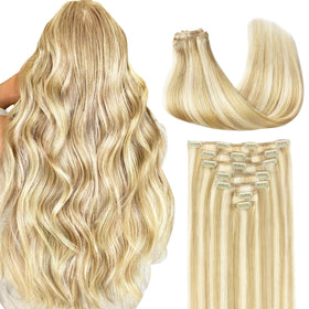 GOO GOO Clip in Hair Extensions 16inch 160g #18D/22F front view