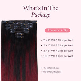 GOO GOO Clip in Hair Extensions 16inch Cherry Cola close-up of clips