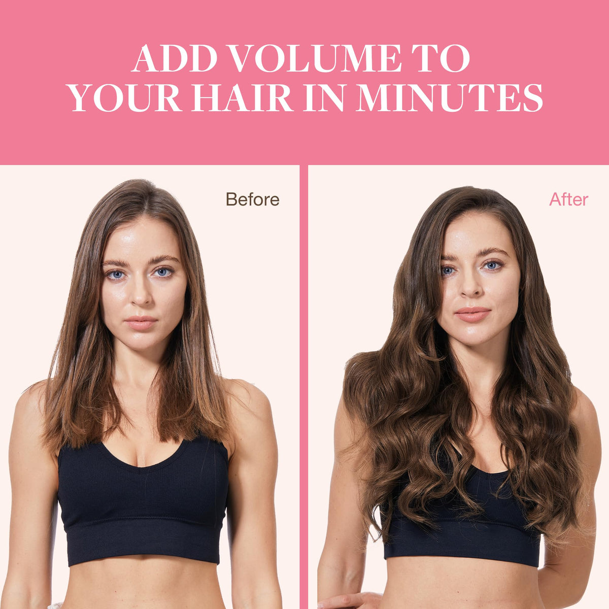 GOO GOO Clip in Hair Extensions 16inch Chocolate Brown on model