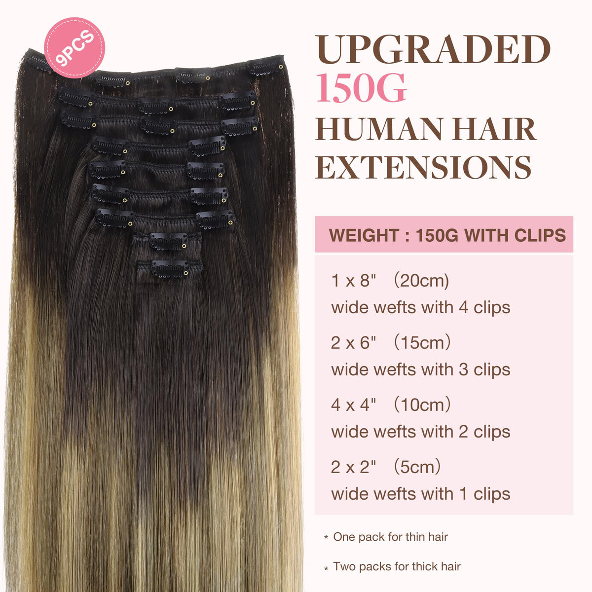 GOO GOO Clip in Hair Extensions 16inch close-up of clips