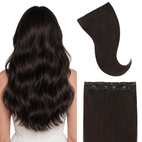 GOO GOO Clip in Hair Extensions 16inch Dark Brown front view