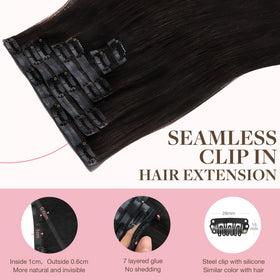 GOO GOO Clip in Hair Extensions 16inch Dark Brown packaging