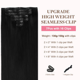 GOO GOO Clip in Hair Extensions 16inch jet black packaging