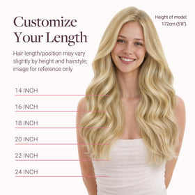 GOO GOO Clip in Hair Extensions 16inch on a styling table
