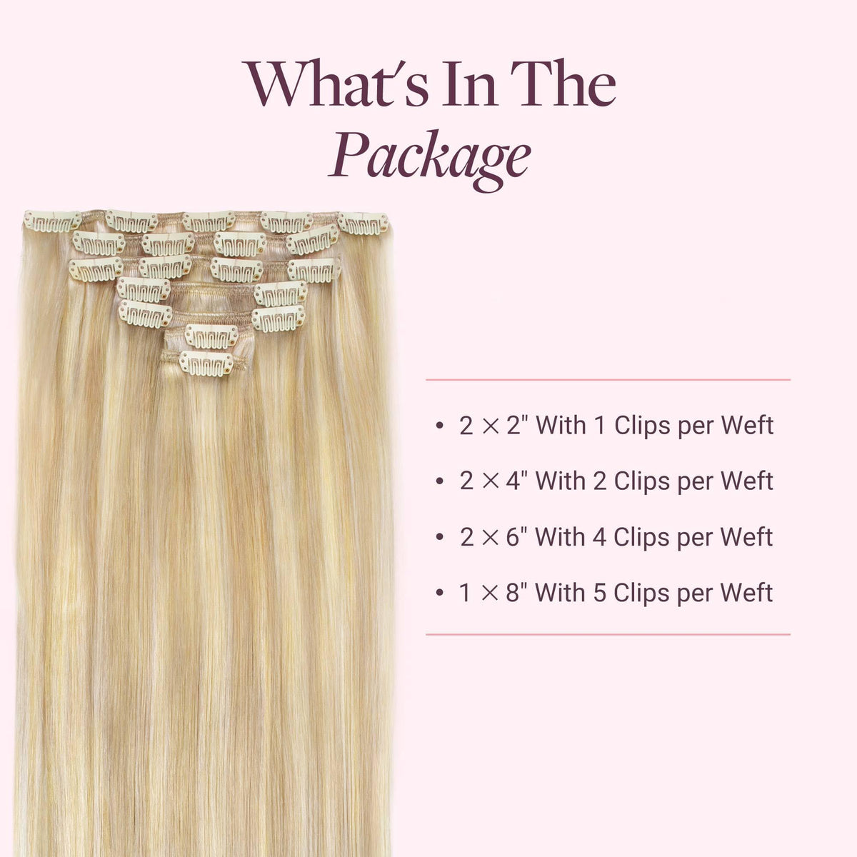 GOO GOO Clip in Hair Extensions 16inch packaging and clips