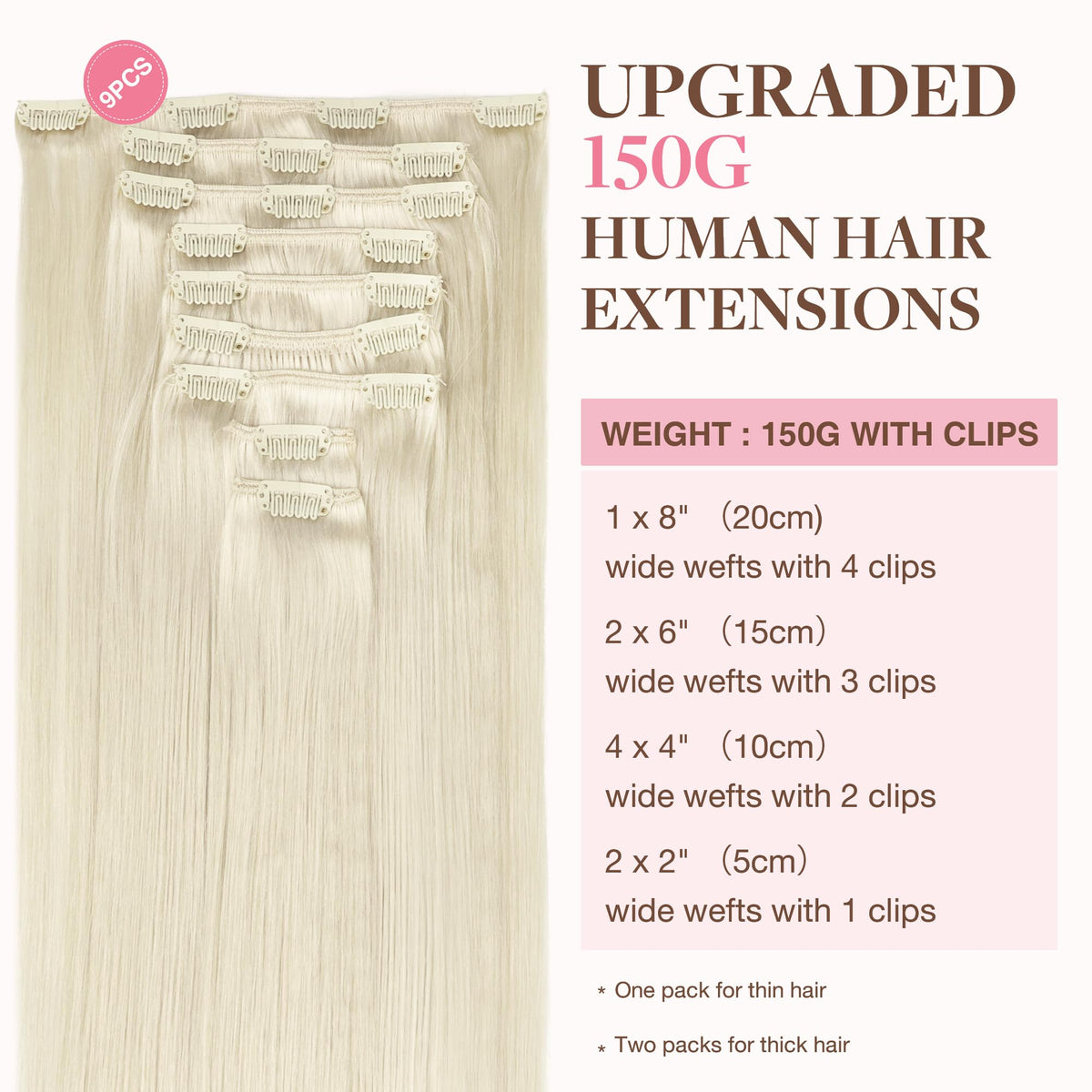 GOO GOO Clip in Hair Extensions 16inch Platinum Blonde packaging
