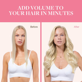GOO GOO Clip in Hair Extensions 16inch Platinum Blonde styled